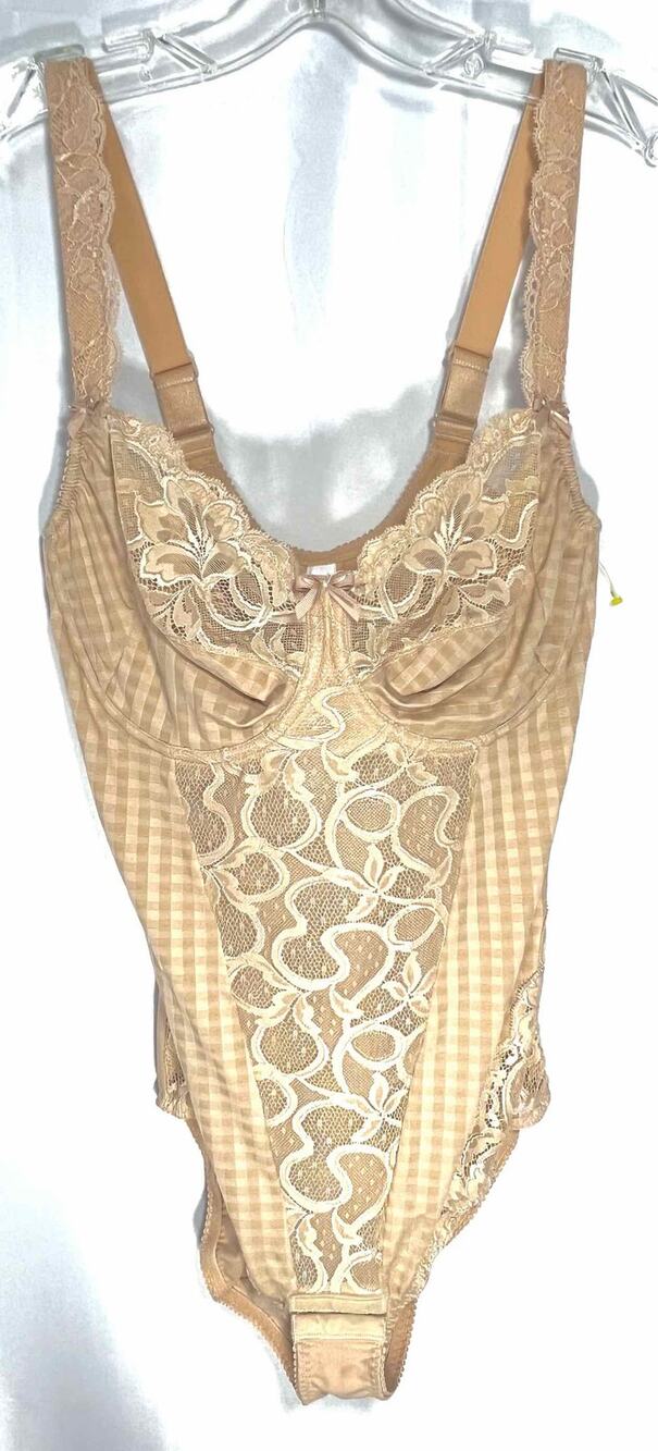 PrimaDonna Size L ? Lt Brown Lace Paneled Designer Body Briefer